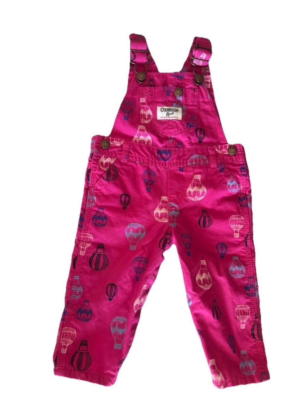 Oshkosh Hot Air Balloons Overalls Vestbak Pink Rare Vintage Pattern Snap Legs